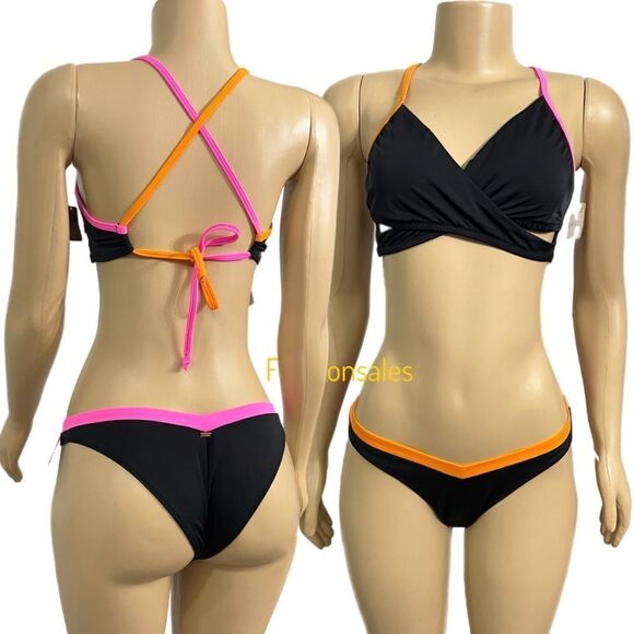 Victorias Secret Pink Swim Body wrap Bikini top Removable Padding & Itsy Set XXL - Picture 7 of 8